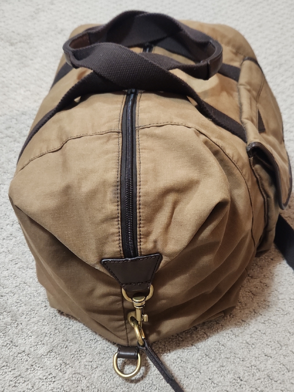 Fossil Men's Waxed Canvas & Leather Travel Duffel Bag - British Tan & Brown - Picture 6 of 16